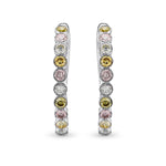 Multicolor Diamond Hoop Drop Earrings