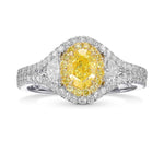 Double Halo Ring Setting with Yellow & Half-moon Diamonds