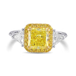 Three Stone Triangle & Yellow Halo Diamond Ring Setting