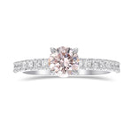 Fancy Orangy Pink Round Side Stone Diamond Ring