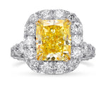 Fancy Intense Yellow Cushion Diamond Halo Ring
