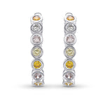 Multicolor Round Diamond Hoop Earrings