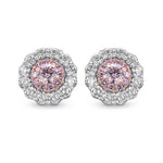 Fancy Pink & White Diamond Pave Flower Earrings