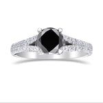 Natural Fancy Black Round Side Stone Diamond Ring