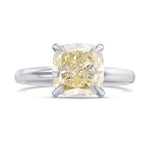 Light Yellow Cushion Diamond Solitaire Ring