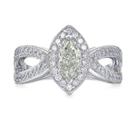 Fancy Light Green Marquise Diamond Halo Ring