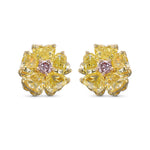 Fancy Yellow Heart Couture Diamond Stud Earrings