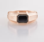 Fancy Black Emerald Shape Mens Ring