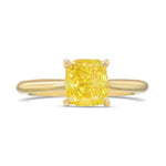 Fancy Vivid Yellow Cushion Diamond Solitaire Ring