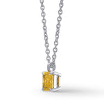 Fancy Vivid Orangy Yellow Radiant Diamond Solitaire Pendant