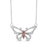 Fancy Orangy Pink Marquise Butterfly Diamond Pendant