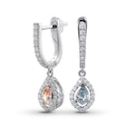 Mix Fancy Color Drop Halo Diamond Earrings