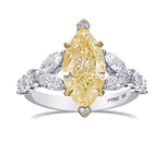 Light Yellow Marquise Side Stone Diamond Ring