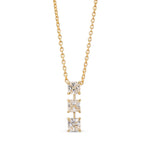 3 Stone Cushion Shape Diamond Drop Pendant