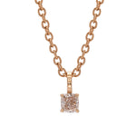 Fancy Light Orangy Pink Cushion Diamond Solitaire Pendant
