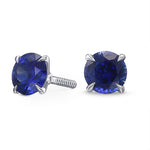 Round Blue Sapphire Stud Earrings