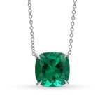 Colombian Cushion Emerald Solitaire Pendant