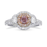 Fancy Intense Purplish Pink Cushion & Oval 3-stone Diamond Ring