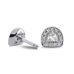 Collection Color Half Moon Halo Diamond Earrings