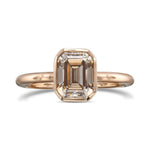 Fancy Yellowish Brown Emerald Shape Solitaire Diamond Ring