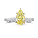 Fancy Yellow Pear Side Stone Diamond Ring