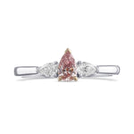 Fancy Pink Pear Three Stone Diamond Ring