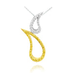 Fancy Vivid Yellow & White Pave Diamond Teardrop Pendant