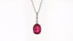 Oval Pigeon Blood Ruby and Diamond Drop Pendant