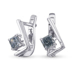 Fancy Intense Blue Radiant Solitaire Diamond Earrings