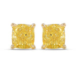 Fancy Intense Yellow Cushion Stud Diamond Earrings