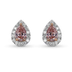 Fancy Intense Pink Pear Halo Diamond Earrings