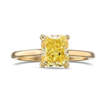 Fancy Intense Yellow Cushion Solitaire Diamond Ring