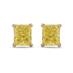 Fancy Intense Yellow Radiant Stud Diamond Earrings