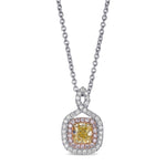 Fancy Intense Yellow Radiant Halo Diamond Pendant