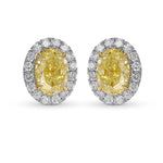 Fancy Yellow Oval Halo Diamond Earrings