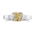 Fancy Yellow Cushion 3 Stone Diamond Ring
