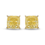 Fancy Intense Yellow Cushion Diamond Stud Earrings