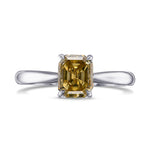 Fancy Deep Brownish Yellow Emerald Diamond Solitaire Ring