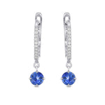 Round Sapphire & Diamond Drop Earrings