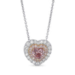 Fancy Intense Pink Heart Double Halo Diamond Pendant