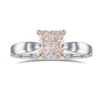 Very Light Pink Radiant Solitaire Diamond Ring