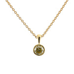 Fancy Greenish Yellow Round Solitaire Diamond Pendant