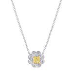 Fancy Intense Yellow Asscher-Cut Halo Diamond Pendant