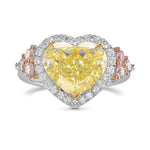 Fancy Light Yellow Heart Side-stone Ring