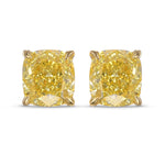 Fancy Intense Yellow Cushion Stud Earrings