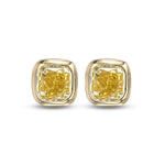 Fancy Yellow Cushion Baby Stud Diamond Earrings