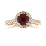 Round Ruby Halo Engagement & Wedding Ring Set