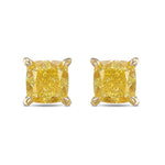 Fancy Intense Yellow Cushion Stud Diamond Earrings