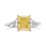 Fancy Yellow Radiant & Triangle 3-stone Diamond Ring