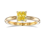 Fancy Intense Yellow Cushion Solitaire Ring